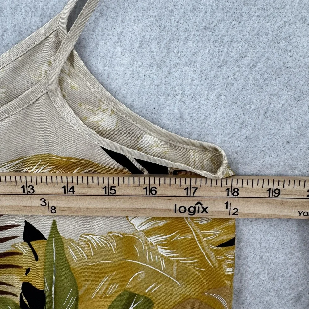 Tori Richard Tank Top Womens 8 Silk Hawaiian Leaf Print Foliage Brown Yellow NWT - Picture 5 of 6